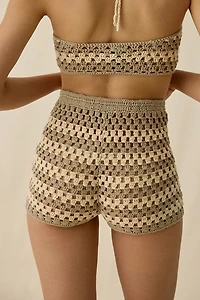 AFRM Callahan Dune Stripe Crochet Micro Shorts