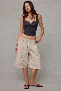 BDG Jules Ruffle Scoop Neck Henley Tank Top