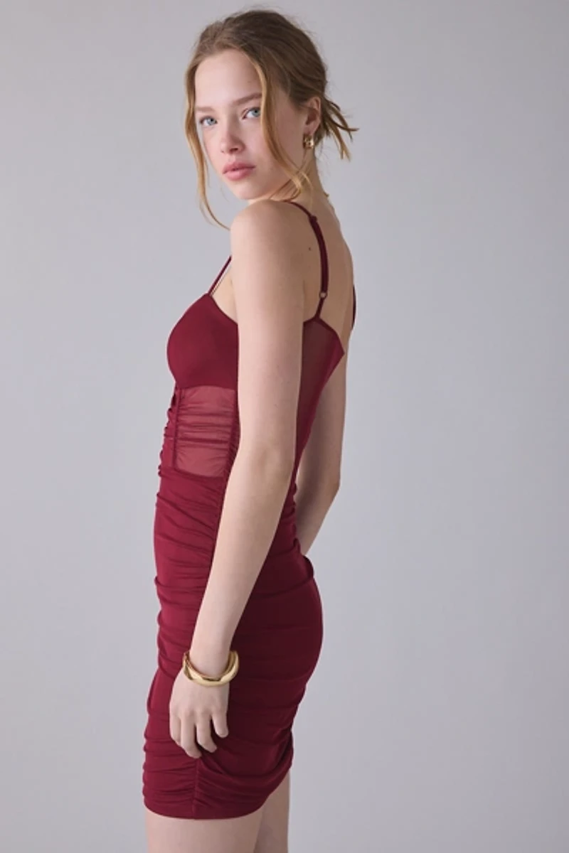 UO Vampy Semi-Sheer Corset Mini Dress