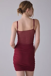 UO Vampy Semi-Sheer Corset Mini Dress