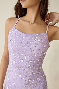 UO Riviera Bloom Cami Beaded Mini Dress