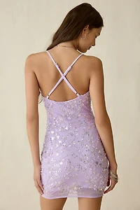 UO Riviera Bloom Cami Beaded Mini Dress