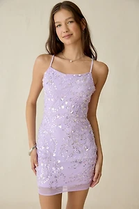 UO Riviera Bloom Cami Beaded Mini Dress