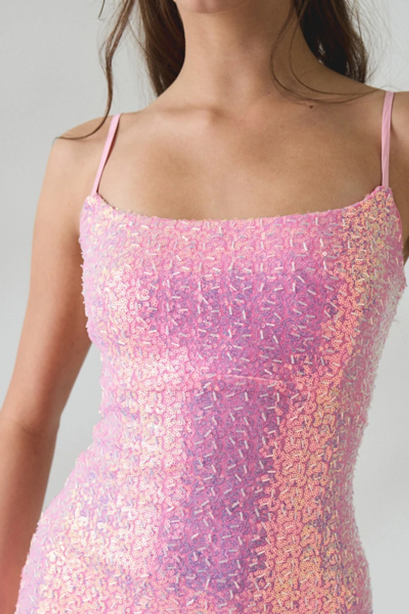 UO Etheria Cutout Open-Back Sequin Mini Dress