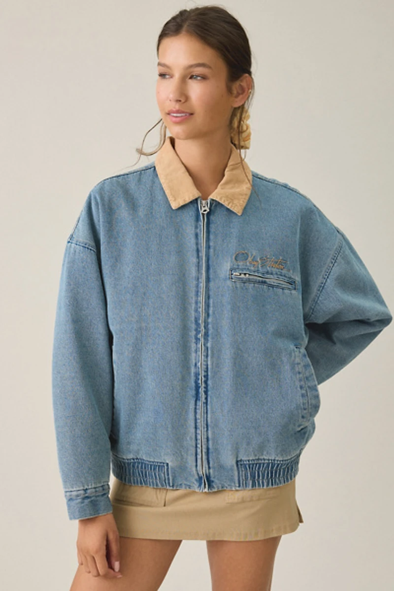 OBEY Ezra Contrast Collar Denim Workwear Jacket