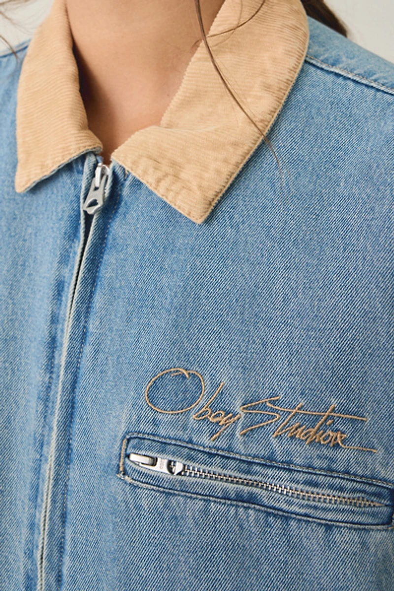 OBEY Ezra Contrast Collar Denim Workwear Jacket