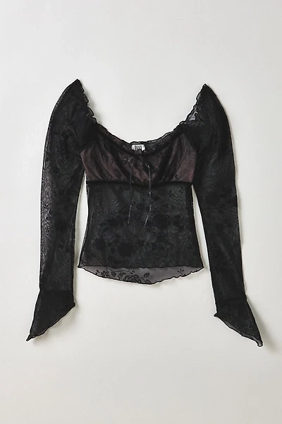 Vintage By ThreeDaysAWeek Sheer Lace Long Sleeve Blouse