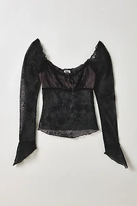 Vintage By ThreeDaysAWeek Sheer Lace Long Sleeve Blouse