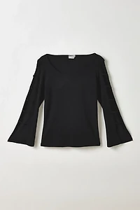 Vintage By ThreeDaysAWeek Cutout Bell Sleeve Top