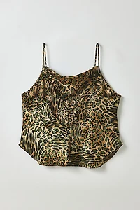 Vintage By ThreeDaysAWeek Leopard Print Satin Cowl Neck Cami