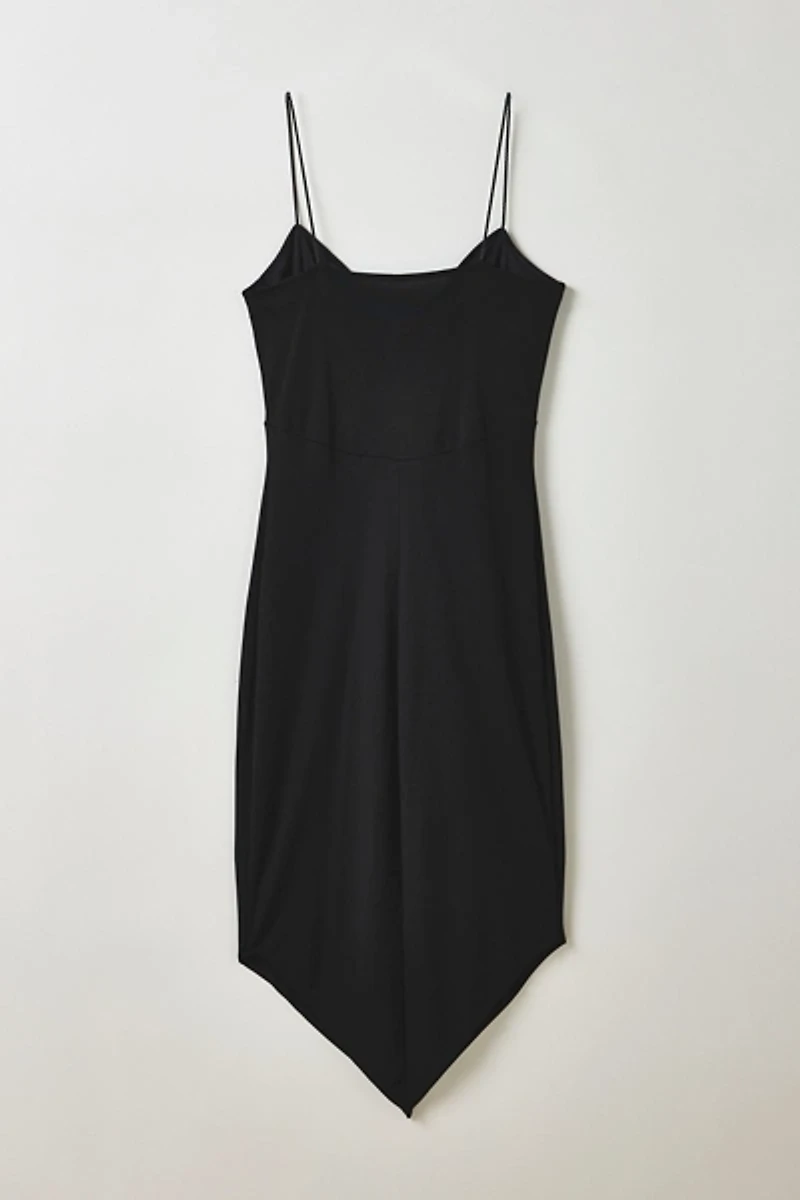 Vintage By ThreeDaysAWeek Noir V-Hem Slip Midi Dress