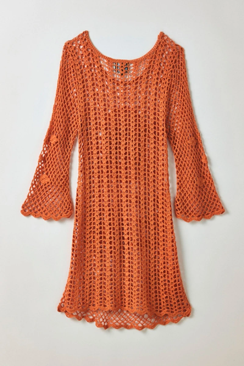 Vintage By ThreeDaysAWeek Bell Sleeve Crochet Dress