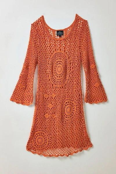 Vintage By ThreeDaysAWeek Bell Sleeve Crochet Dress