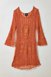 Vintage By ThreeDaysAWeek Bell Sleeve Crochet Dress