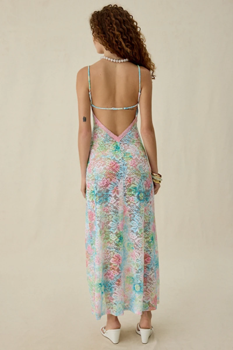 Out From Under Carmen Open-Back Sheer Lace Maxi Slip
