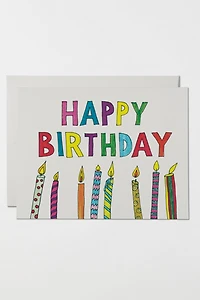 Red Cap Colorful Candles Birthday Greeting Card