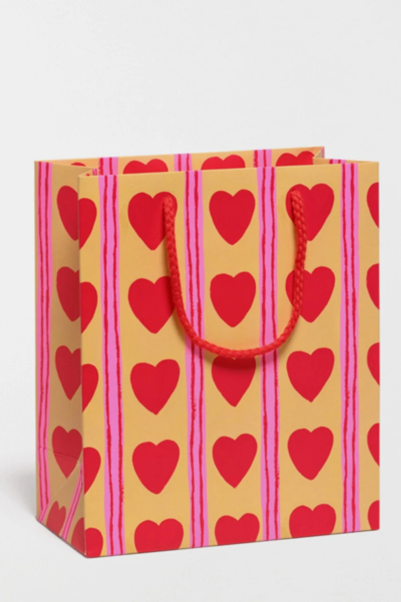 Red Cap Heart Stripes Medium Gift Bag