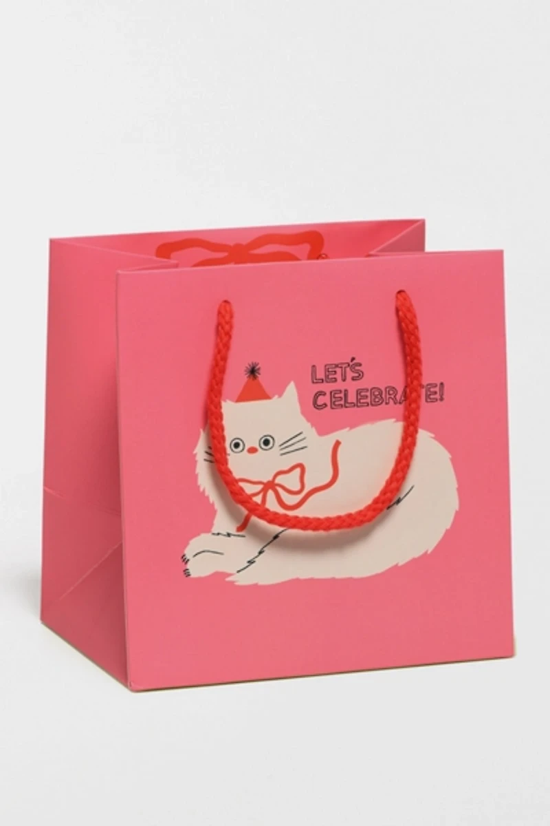 Red Cap Fluffy Cat Small Gift Bag