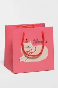 Red Cap Fluffy Cat Small Gift Bag