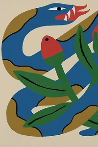 Red Cap Snake and Rose Greeting Card