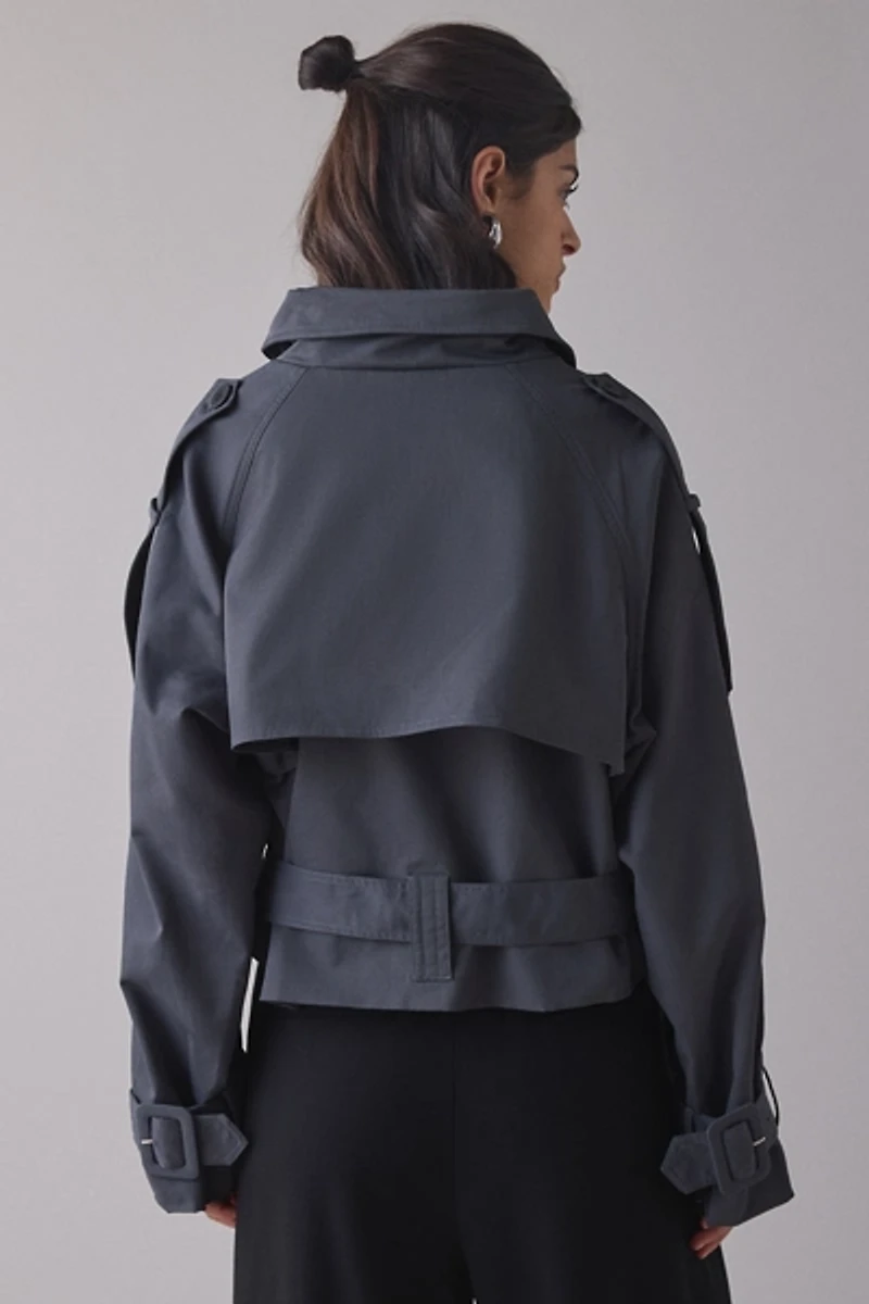 Lioness Blanc Cropped Trench Coat