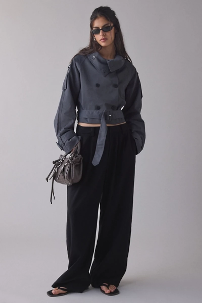 Lioness Blanc Cropped Trench Coat