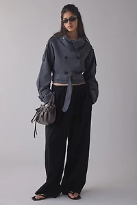 Lioness Blanc Cropped Trench Coat