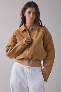Lioness Serrano Camel Faux Suede Bomber Jacket