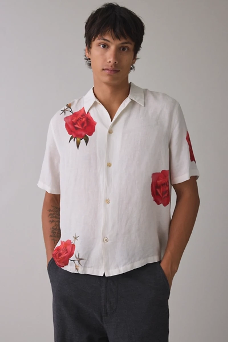 AllSaints Fleur Fazed Printed Boxy Resort Shirt