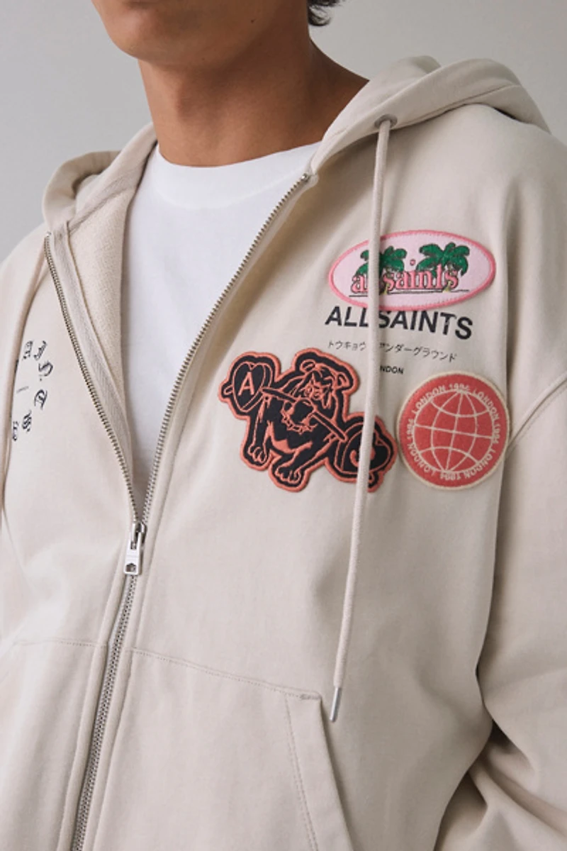 AllSaints Patcher Zip-Up Hoodie Sweatshirt