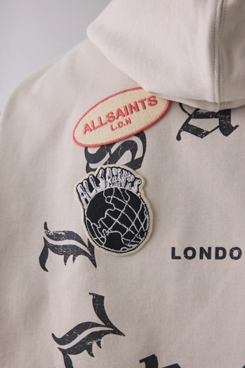 AllSaints Patcher Zip-Up Hoodie Sweatshirt