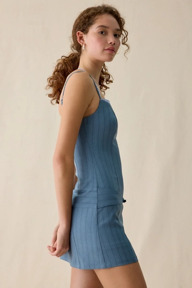 Lioness Glace Layered Neckline Belted Mini Dress
