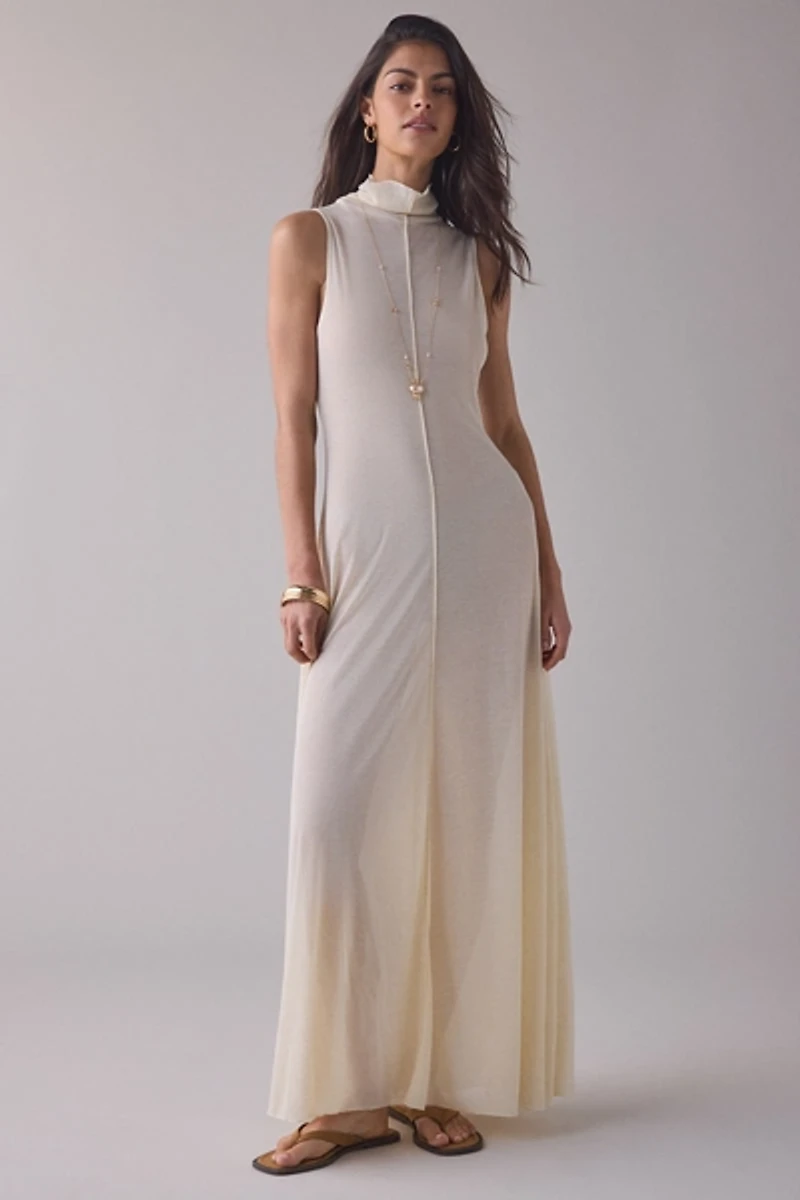 Lioness Last Light Sheer Mesh High Neck Maxi Dress