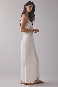 Lioness Glacial Sheer Chiffon Lace Trim Maxi Dress
