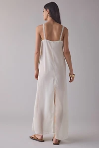 Lioness Glacial Sheer Chiffon Lace Trim Maxi Dress