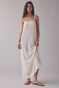 Lioness Glacial Sheer Chiffon Lace Trim Maxi Dress