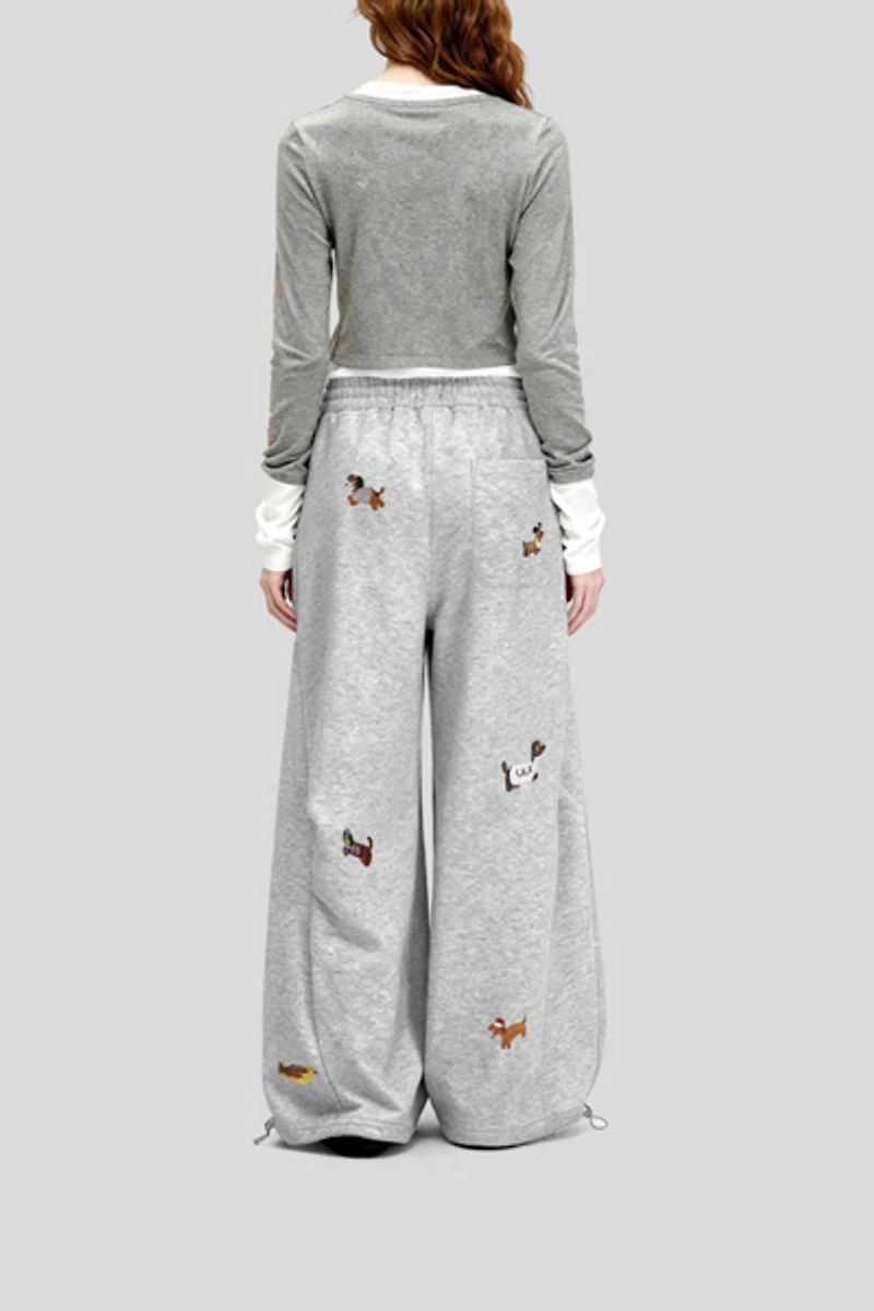 Aelfric Eden Embroidery Dog Baggy Barrel Sweatpants