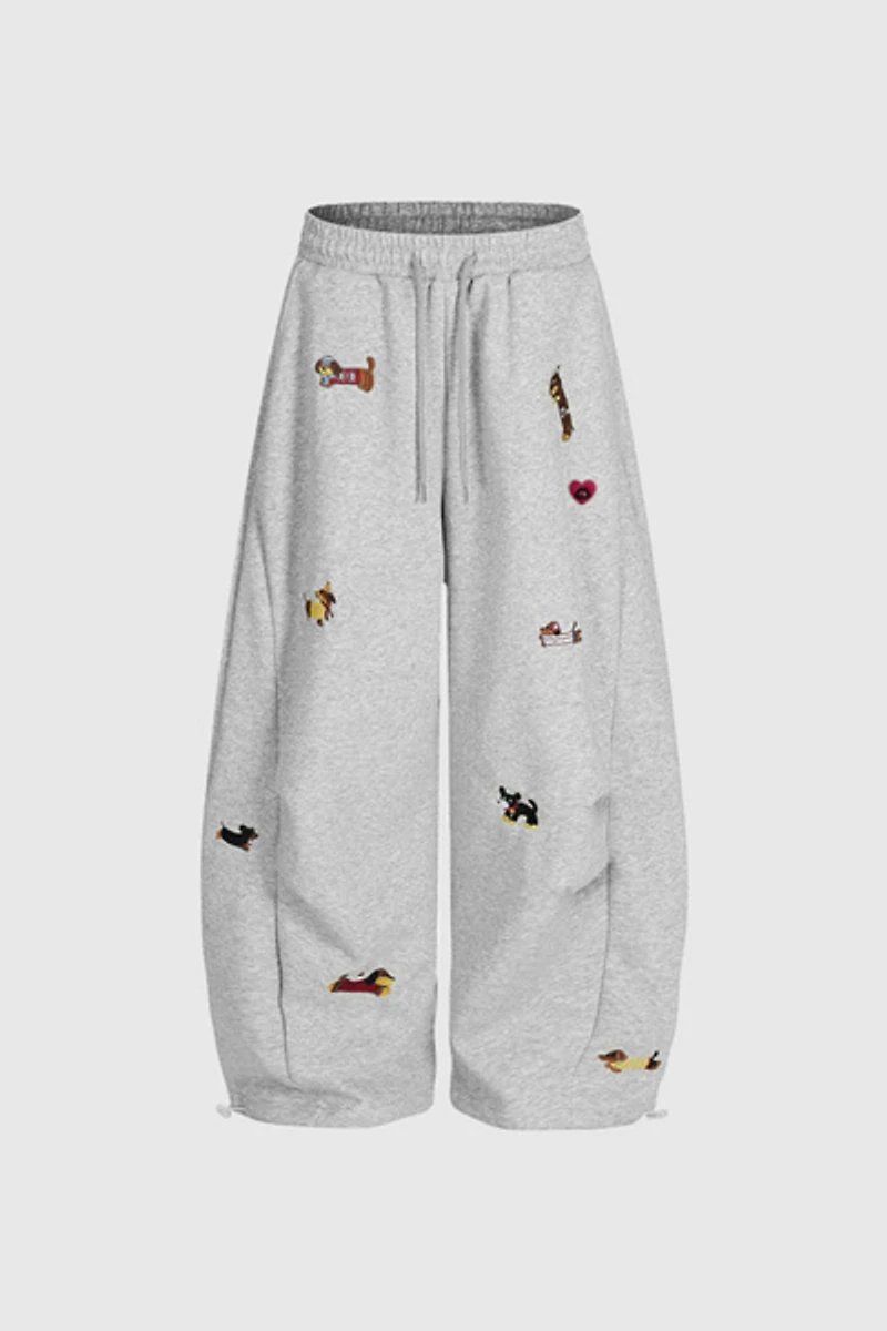Aelfric Eden Embroidery Dog Baggy Barrel Sweatpants