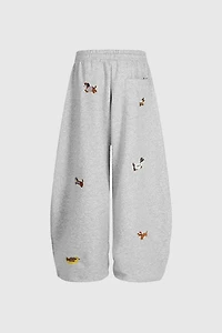 Aelfric Eden Embroidery Dog Baggy Barrel Sweatpants