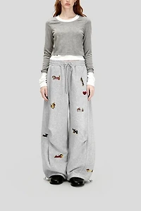 Aelfric Eden Embroidery Dog Baggy Barrel Sweatpants