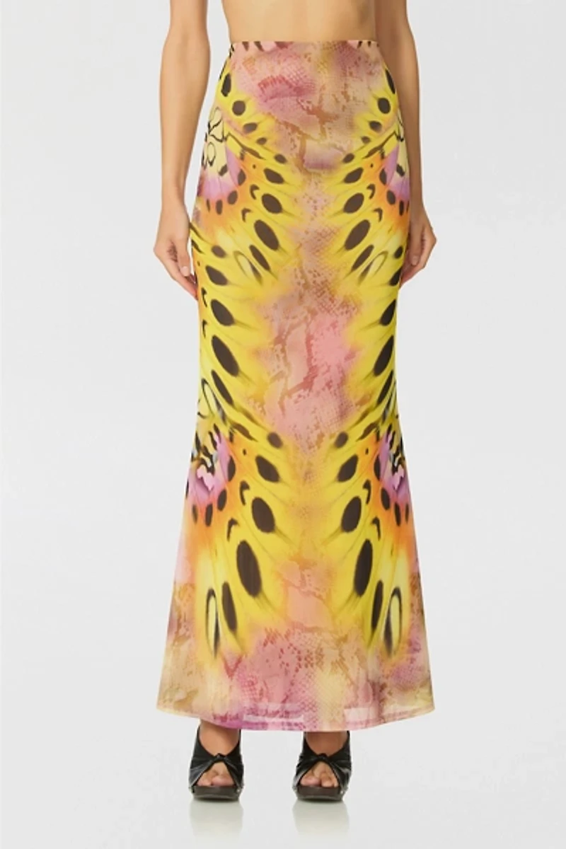 AFRM Tegan Butterfly Mesh Maxi Skirt