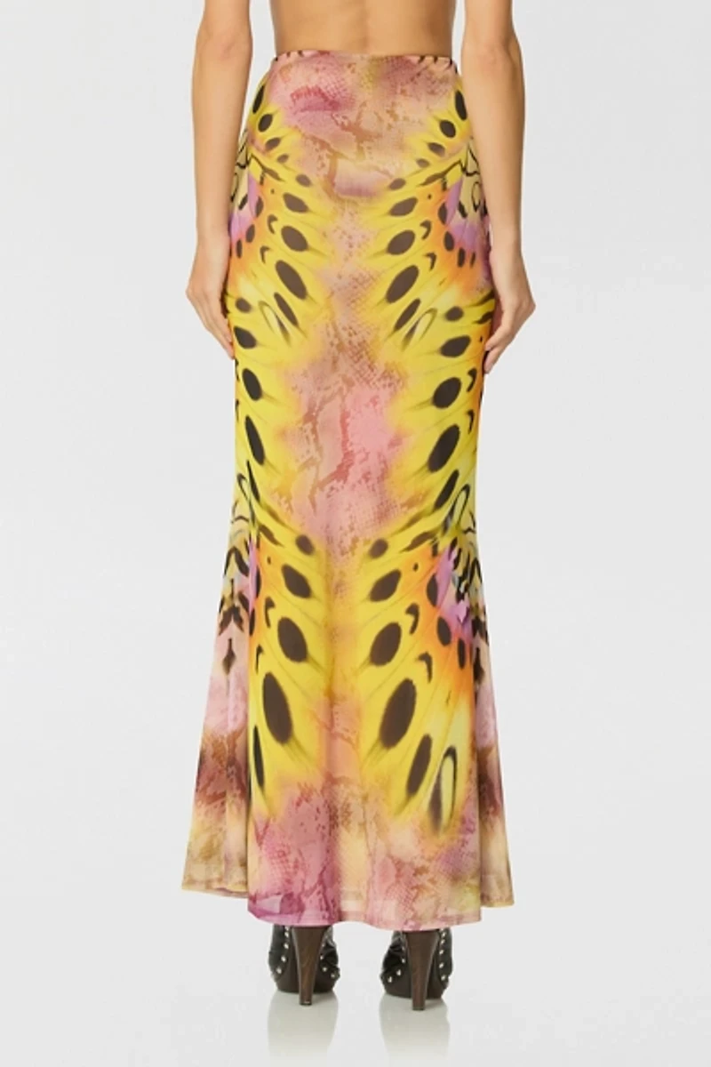 AFRM Tegan Butterfly Mesh Maxi Skirt