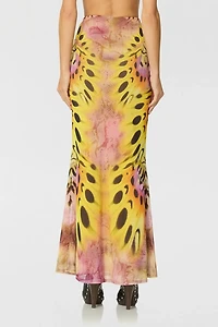 AFRM Tegan Butterfly Mesh Maxi Skirt