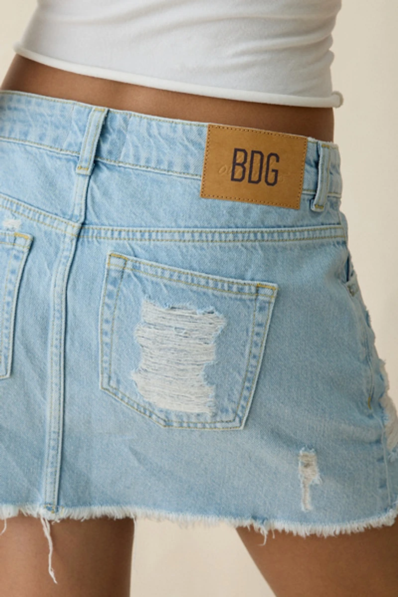 BDG All Destructed Denim Mini Skirt