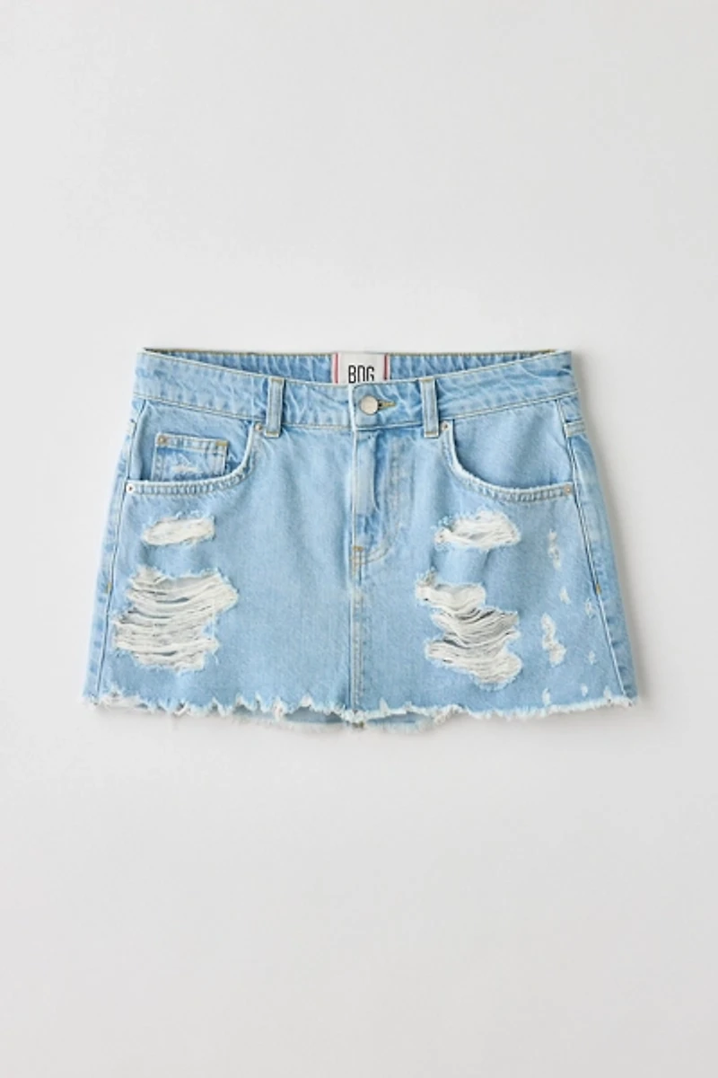 BDG All Destructed Denim Mini Skirt