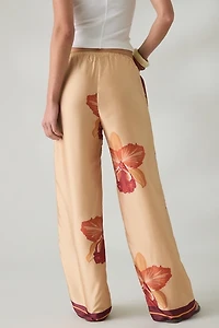 Kimchi Blue Cattleya Floral Straight Leg Satin Pants