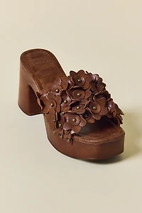 Frye & Co Wylie Flower Platform Slide Sandals