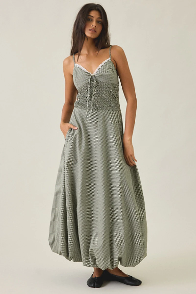 House Of Sunny Gingham Balloon Cami Maxi Dress