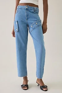 House Of Sunny Cowboy Asymmetric High-Rise Straight Leg Jeans