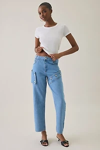 House Of Sunny Cowboy Asymmetric High-Rise Straight Leg Jeans